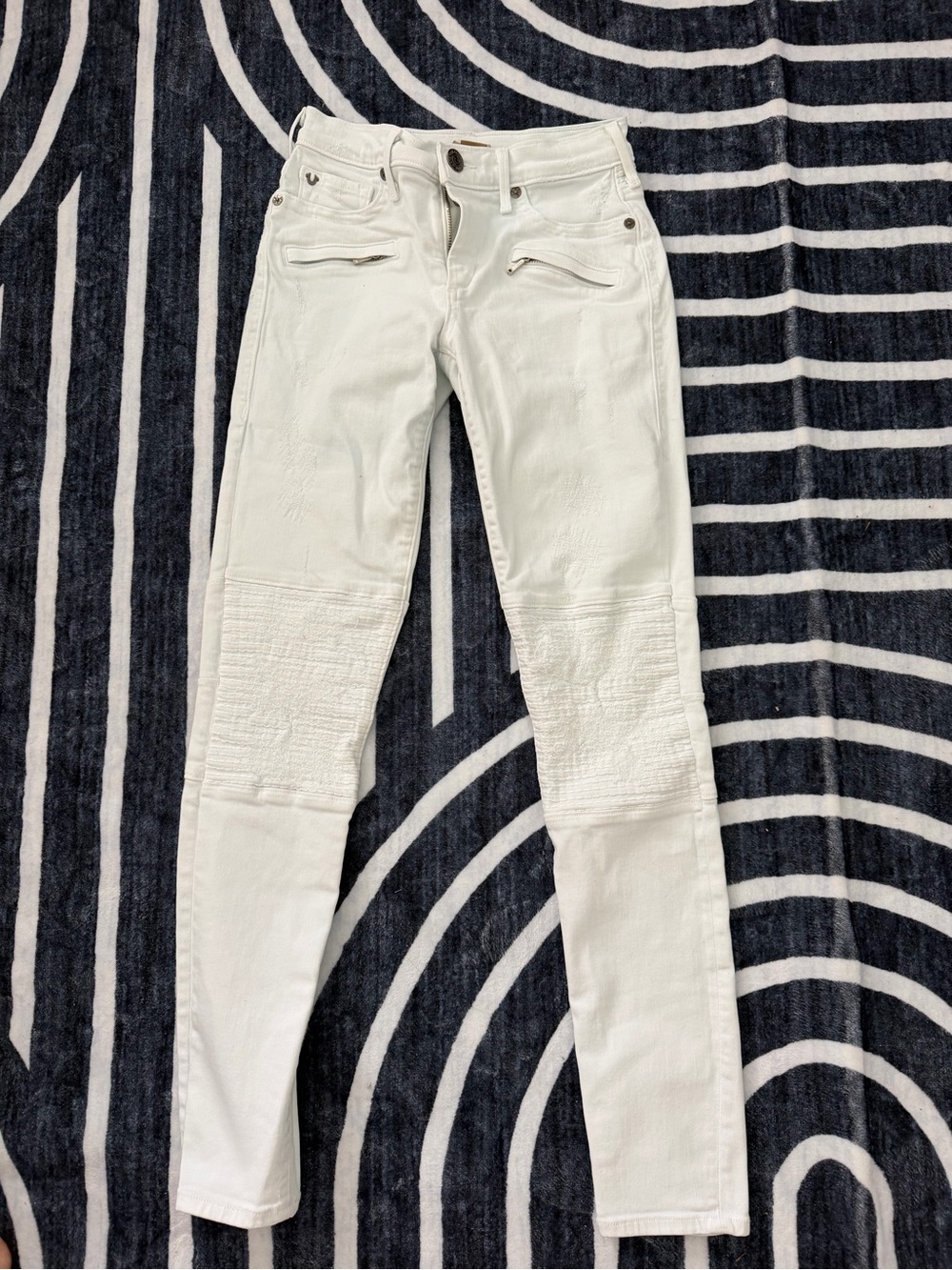 True Religion White Halle Mid-Rise Super Skinny Jeans